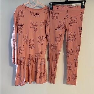 H&M Pink Graphic Dress and Leggings Set